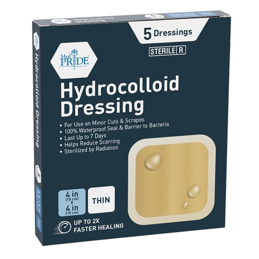 [BRSWGHYKOIDQAA36] MED PRIDE Hydrocolloid Bandages,Sterile Adhesive,Absorbent,Thin,4x4 in,5-Ct
