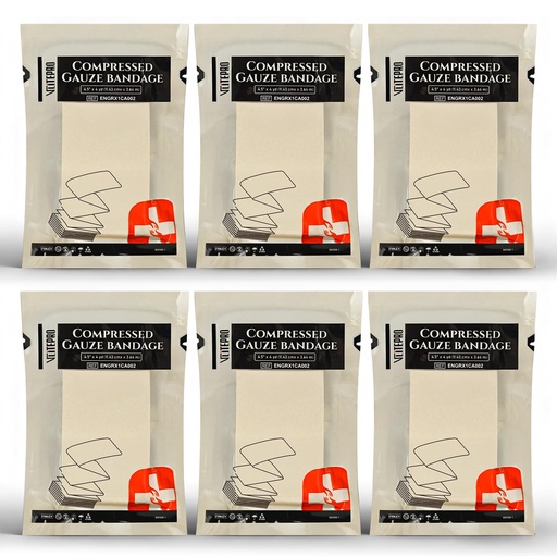 [BRSREAAFDMNQM3DU] 6 Pcs Z-Folded Sterile Compressed Gauze, 4.5" x 4.1'‘ Yards - 100% Cotton Medical Gauze Trauma Pad for Emergency Wound Dressing, Bleed Stop, Trauma Kit & First Aid Kit Refill (6Pcs)