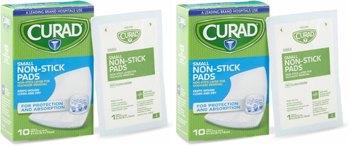 [BRSW2HQCBEFWOAAU] Curad Non-Stick Pads, 2 X 3 Inches, 10 Count (Pack of 2)