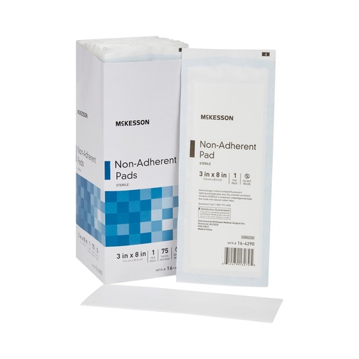 [BRSRYYY5OB7GEAL2] McKesson Non-Adherent Dressing Pads, Sterile, Nylon, 3 x 8 in, 75 ct | Nylon / Polyester
