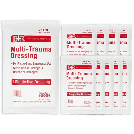 [BRSW2YDQBZ4AGCTZ] Ever Ready First Aid Multi-Trauma Sterile Non-Woven Dressing 12” x 30” - 10 Count