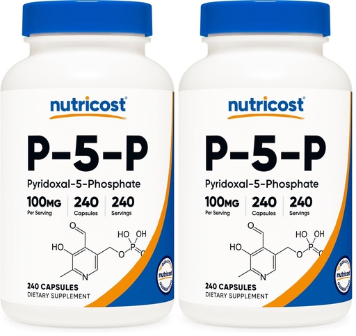[BRSRYED3B4GW2AAU] Nutricost P5P Vitamin B6 Supplement 100mg, 240 Capsules, Gluten-Free (Pack of 2)