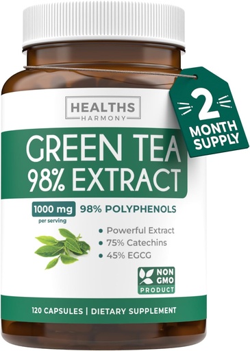 [BRSWKGI7PIGRWCL2] EGCG Green Tea Extract Capsules - Super High Potency Green Tea Pills Antioxidant Rich Formula Packed with Polyphenols Catechins & EGCG - 500mg por cápsula - Non-GMO & Made in USA (2 Mes de subministración)