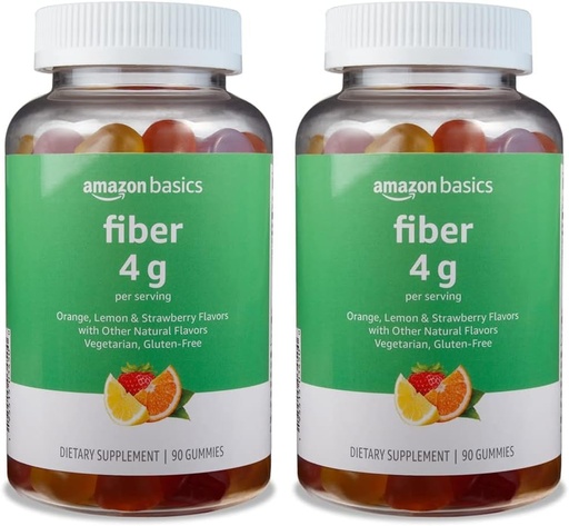 [BRSRO2TQAAAWG2YZ]   Basics (previously Solimo Fiber 4g Gummy - Digestive Health, Supports Regularity, Orange, Lemon & Strawberry, 90 Gummies (2 per Serving) (Pack of 2)