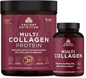 [BRSRMEA2BUCGY332] Ancient Nutrition Multi Collagen Capules, 90 Count + Multi Collagen Protein Powder, Unflavored, 60 Servings