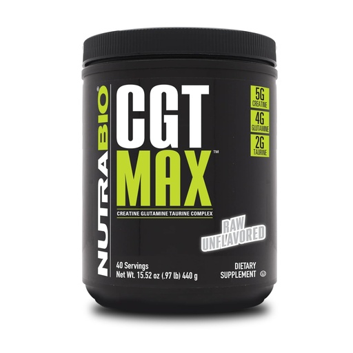 [BRSWIYL2OAGWOFDE] NutraBio CGT-MAX Powder- Creatine, Glutamine and Taurine to Support Muscle Recovery and Strength - 40 Servings - Unflavored