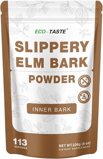 [BRSWYZAKO4MWKGY4] ECO-TASTE Slippery Elm Powder for Gut-Health, Pure Inner Slippery Bark Powder 2000mg per Serving, Vegetarian - 226 Grams