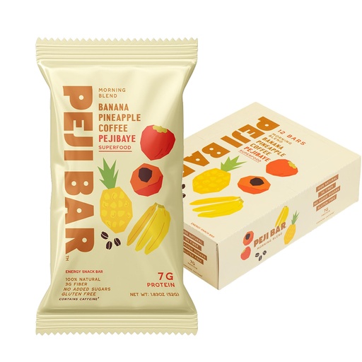 [BRSREFICBZ5QYCTF] PEJI BAR Superfood Energy Bars | Morning Blend Banana Pineapple Coffee Flavor | 7g Protein, 3g Fiber, Gluten Free, No Sugar Added | Made In Costa Rica | Adventure Ready Healthy Snack, 12 Pack