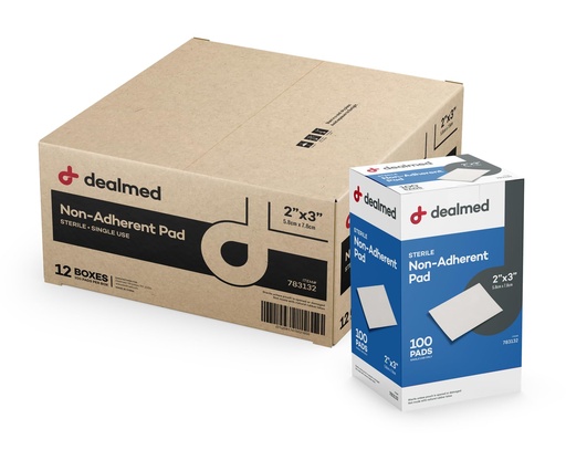 [BRSW2ZLQBUDRS2T2] Dealmed Sterile Non-Adherent Gauze Pads 2" x 3" - Non Stick - 1200 Ct