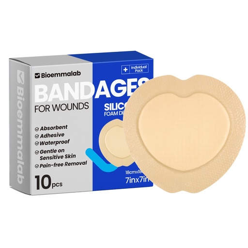 [BRSRAGA7O4FB6FLG] Large Waterproof Bandages 7x7 Silicone Foam Dressings Bed Sore, 10 PCS