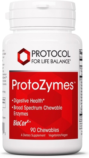 [BRSWI2T2CYOWCCTA] PROTOCOL FOR LIFE BALANCE Protozymes - Digestive Enzymes for Nutrient Breakdown - Support Digestive Health - Aid Lactose Breakdown - Vegan & Kosher - 90 Chewables