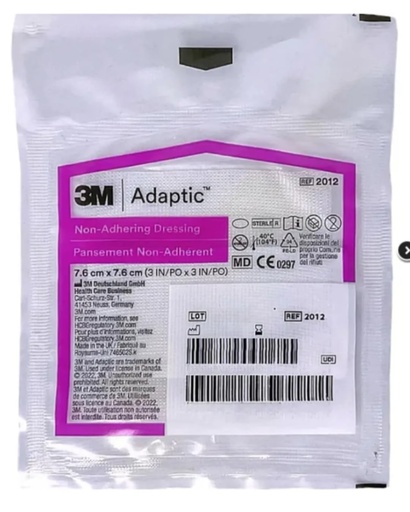 [BRSRO2QDOUHWKYA2] 3M Adaptic Non-Adhering Dressing, 7.6 cm x 7.6 cm, Box of 50