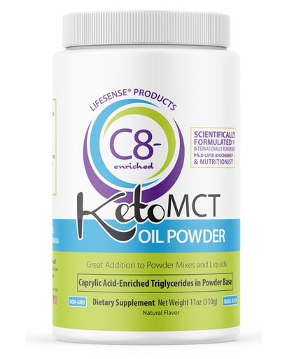 [BRSWG2T6CBYAG2DV] LifeSense C8 enriched MCT Oil Powder Unflavored Sourced from Coconut Oil, Keto-Friendly, Developed by PhD Nutrition in USA, Optimal Fuel for The Brain and Body