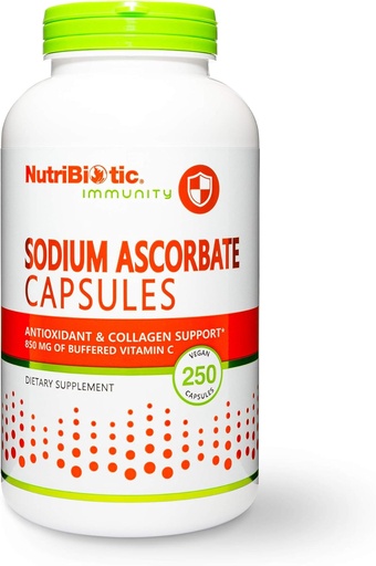 [BRSWYYAZPMMRGCTV] NutriBiotic - Sodio Ascorbate Buffered bitamina C kapsulak, 250 Ct | Vegan, Ez-Azidikoa eta Errazago digestioan Ascorbic Acid baino | Oinarrizko laguntza eta antioxidatzaile osagarria | Gluten & GMO Free