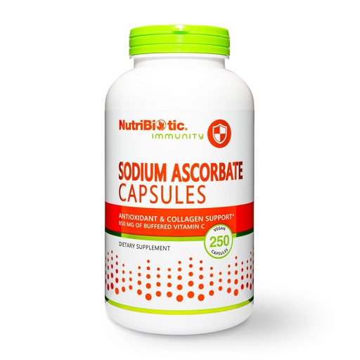 [BRSWYYAZPMMRGCTV] NutriBiotic - Sodium Ascorbate Buffered Vitamin C Capsules, 250 Ct | Vegan, Non-Acidic & Easier on Digestion Than Ascorbic Acid | Essential Immune Support & Antioxidant Supplement | Gluten & GMO Free