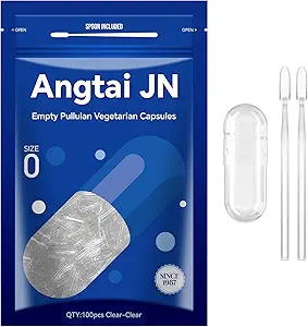 [BRSROFQZCUHRE3AV] Empty Capsules Size 0 - Clear Fillable Vegetarian Capsules(100 Count) Size 0 Empty Pullulan Capsules with Two Micro Lab Spoons,- Veggie Capsules Empty Caps for DIY Your Own Supplements