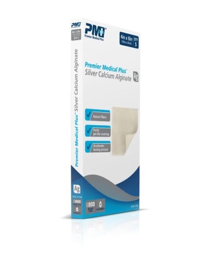 [BRSROBL3PIPQM3L3] Premier Medical Silver Calcium Alginate Dressing, (4 in. x 8 in.) Box of 5