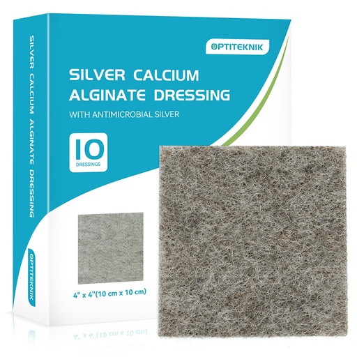 [BRSROYIECIPWGETD] Ag Silver Calcium Alginate Wound Dressing Pads 4"x4" Pack of 10, Soft Silver Dressings for Wound Care, Gentle Highly Absorbent Dressing, Non Stick Gauze Pads for Wounds
