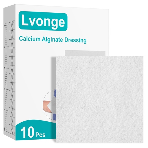 [BRSREGQOBYMWYH32] Calcium Alginate Wound Dressing, 4x4 Inch Gauze Pads (5 Count) | Highly Absorbent Gel-Forming Dressing for Exuding Wounds | Non-Adherent