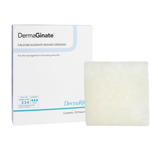 [BRSWGYL2CQMAAHY7] DermaRite DermaGinate, Calcium Alginate Wound Care Dressing, 2 in, 10 ct