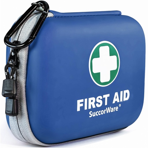 [BRSRAHD5DIPWKE3D] SuccorWare 150 Pieces Mini First Aid Kit - Small Medical Kit with Hard Shell - Emergency First Aid Kit for Car, Travel, Home, Outdoor, Office, Camping, Hiking (Black)