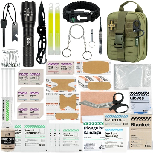 [BRSROAQFDFYWOCLV] RHINO RESCUE Survival First Aid Kit for Hiking, Backpacking