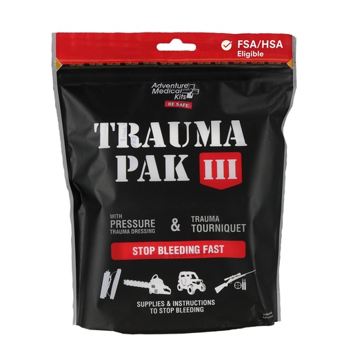 [BRSW2ZQYPMFWMD36] Adventure Medical Kit Trauma Pak III - Medical First Aid Kit - Emergency Trauma Kit with Trauma Bandage, Tourniquet, Trauma Guide & More - Compact First Aid Kit for Wound Care