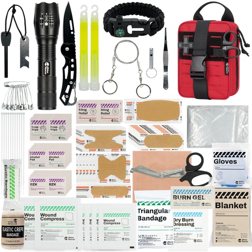 [BRSRAEDROUMB42D4] RHINO RESCUE Survival First Aid Kit for Hiking, Backpacking