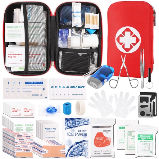 [BRSROZAEBAORSDYU] 315 PCS First Aid Kit,Trauma Kit with Essential Emergency Medical Supplies, Suitable for Travel Home Office Vehicle Outdoor Camping Hiking(Red)…