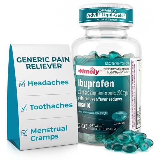 [BRSROGD5OV5BO3DD] TIME-Cap Labs Ibuprofen 200mg Pain Reliever/Fever Reducer 240 Mini Softgels