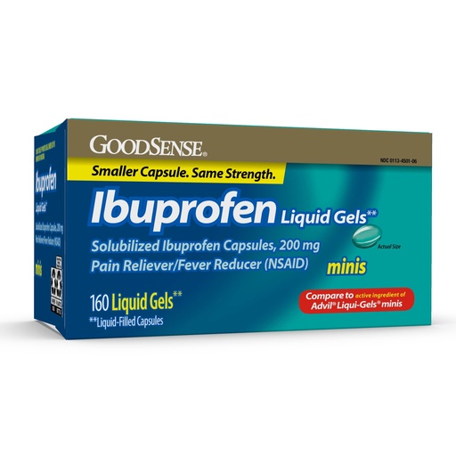 [BRSWYGAFPN5A2FA7] GoodSense Ibuprofen Mini Liquid-Gels, 200 mg (NSAID), 160 Count