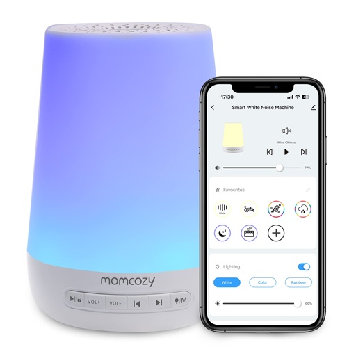 [BRSW22Y3CAIRQHTF] Momcozy Smart Baby Sound Machine with Night Light, White Noise Machine | Toddler Sleep Trainer 34 Soothing Sleep Sounds, Timer, App Remote Control, Egg Light, Personal Sleep Routine Alarm Clock