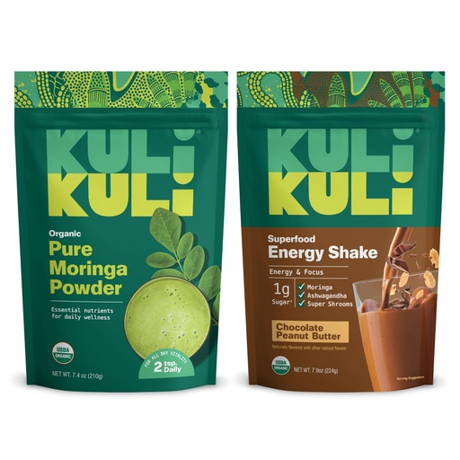 [BRSWYZL7BUMRECLP] Kuli Kuli Organic Moringa Leaf Powder, Non-GMO Green Smoothie Combo Pack