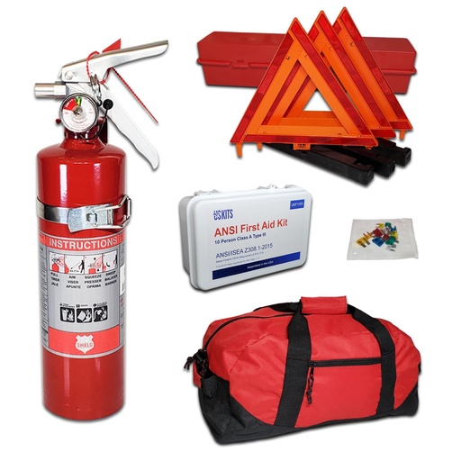 [BRSRA2YTCB6RMFI2] DOT OSHA ANSI Compliant Kit with Shield USA Made 2.5lb 1A10BC Fire Extinguisher - Ideal for Commercial Trucks, Vans, Pickup Trucks, and Delivery Vehicles - USA Made Kit!