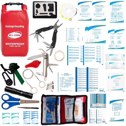 [BRSWY23QCIMA4FLX] 123pcs Waterproof Boat First Aid Kit with Survival Tools Red