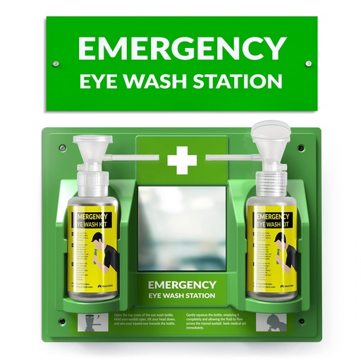 [BRSRMAQEBEFGOA3G] MAASTERS BPA Free Wall-Mounted Eye Wash Station with Sign - Set of 1