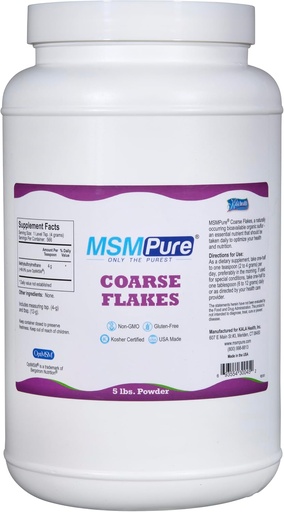 [BRSWYEACC4CR63TF] KALA HEALTH MSMPure Coarse MSM Powder Flakes – US-Made MSM for Joint Health, Skin Appearance, and Hair & Nail Support – 5 lb, Organic Sulfur