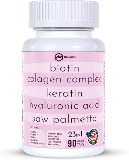 [BRSROGIPAQPB6CLV] Collagen 1000mg Rhodiola Rosea 2500mg Biotin 10,000mcg, Hyaluronic Acid, DHT Blocker, Vitamin C & E, Folic Acid, Aloe Vera, Quercetin, Green Tea, Keratin, MSM - 90 Count (90 Count (Pack of 1))