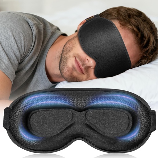 [BRSROAIPDIGQA2DG] FACEMOON Blackout Weighted Eye Mask, 3D Sleep Mask for Men, Travel Gadgets