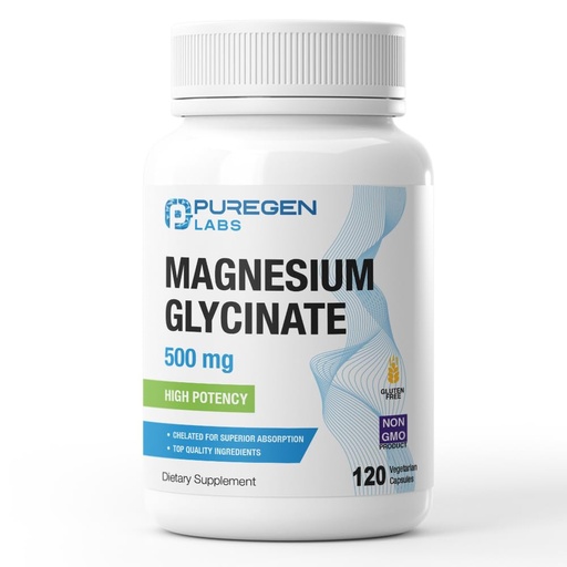 [BRSRMCQPAQHWGEQ2] Magnesium Glycinate 500mg [High Potency] 120 Veggie Caps, Chelated for Superior Absorption | No Harmful Additives | Non-GMO, NO Gluten and Dairy, Gentle on Stomach