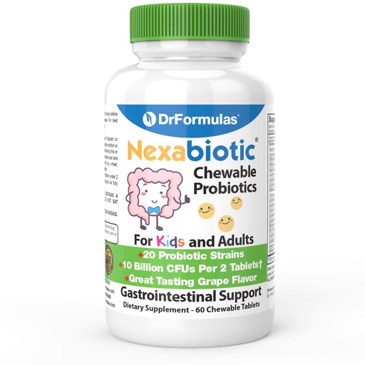 [BRSWGHYLCFYA2GTZ] DrFormulas Chewable Probiotics for Kids & Adults | for Oral Dental Health, Bad Breath, & Better Digestion 20 Multi Strain - S boulardii, Lactobacillus plantarum and Bifidobacterium infantis, 60 Chews