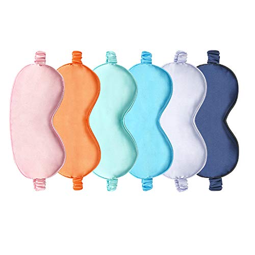 [BRSWIA36DNYRACL6] Silk Satin Eye Mask Color Assorted 6-Pack Smooth Sleeping Mask Eye Shade
