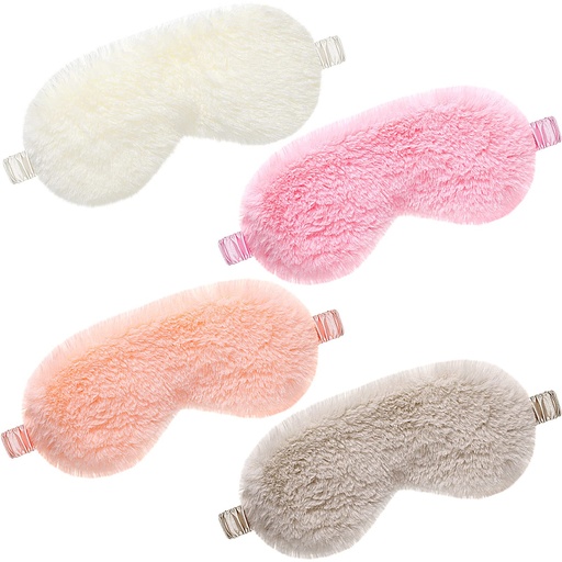 [BRSW2ZQQAQCAAFLZ] 4 Pieces Plush Sleeping Eye Mask Silk Furry Sleep Masks for Women