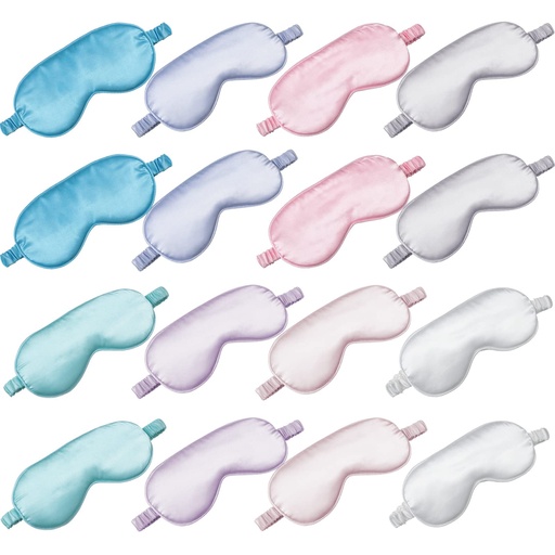 [BRSW2AQPCIFRAYLG] Coume 16 Pieces Silk Sleep Mask Eye Coverings for Sleeping Smooth Soft Eye Covers Mask About 20 x 9.2 cm/ 7.87 x 3.62 Inch