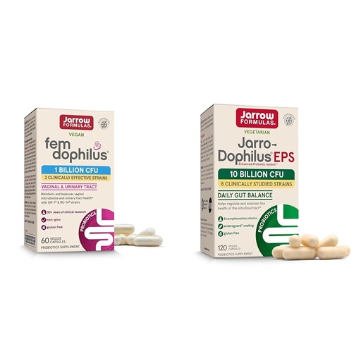 [BRSRAZYRCUNWME37] Jarrow Formulas Probiotics Bundle with Fem-Dophilus 1 Billion CFU and Jarro-Dophilus EPS 10 Billion CFU, 180 Veggie Capsules