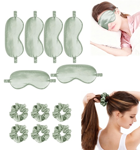 [BRSRGYAOBAOQY3Q7] 12Pcs Silk Sleep Masks Satin Eye Mask Silky Eyes Cover Blindfold Eyeshade Hair Ties Scrunchy Travel Bridesmaids Gifts