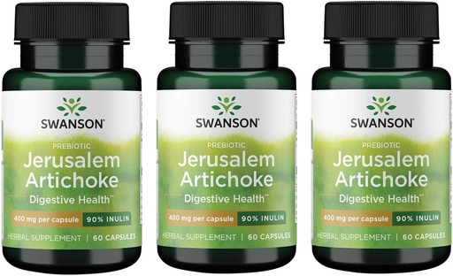 [BRSWGFD3CMFQAFAV] Swanson Prebiotic Jerusalem Artichoke - 90% Inulin 400 mg 60 Caps (3 Pack)