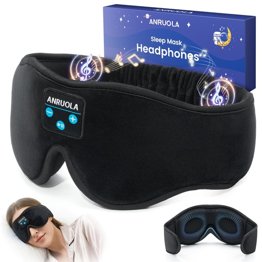[BRSREBI3PMCBU3LB] Sleep Mask with Bluetooth 5.4 Headphones, 3D Eye Mask Sleeping Headphones with Built-in HD Stereo Speaker for Side Sleepers, Soft Music Headband Sleeping Mask for Unisex, Ideal for Nap Meditation