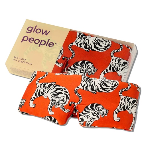 [BRSRGZTQCEHB4HYY] Glow People Silk Sleep Mask – 100% Mulberry Silk Eye Mask for Sleeping, Total Blackout, Cloud-Soft and Adjustable for Beauty Sleep and Travel - Red Tiger