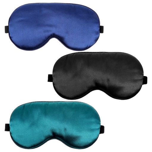 [BRSRE2Q3OB5BSCAU] 3 Pcs Sleep Mask, Silk Blackout Eye Mask Eyeshade Black, Blue, Green
